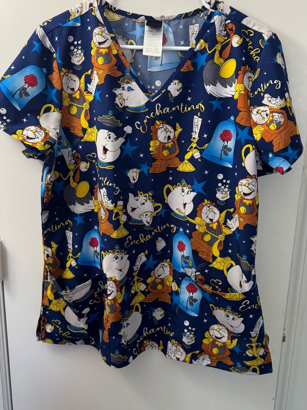 Disney Navy Blue Beauty & the Beast Character Pajama Top
